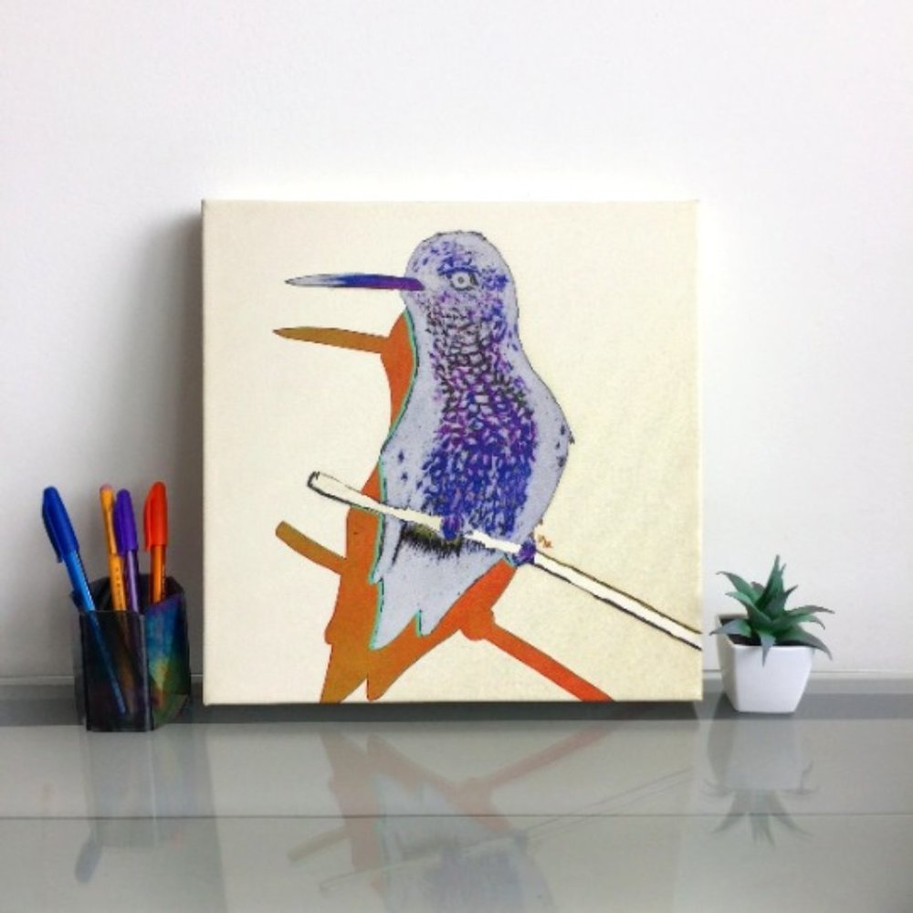 Hummingbird - Original Wall Art print on 12 x 12 canvas - Picture 1 of 6
